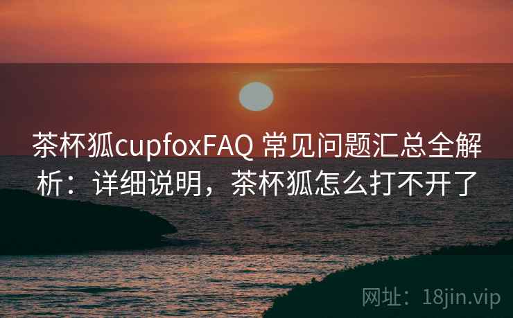 茶杯狐cupfoxFAQ 常见问题汇总全解析：详细说明，茶杯狐怎么打不开了