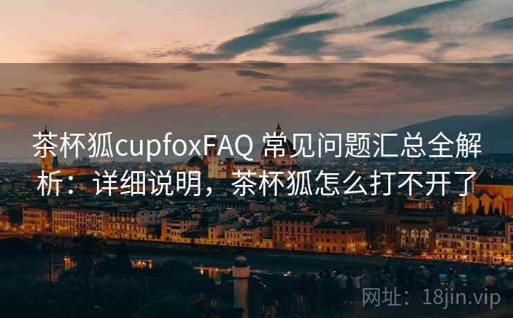 茶杯狐cupfoxFAQ 常见问题汇总全解析：详细说明，茶杯狐怎么打不开了